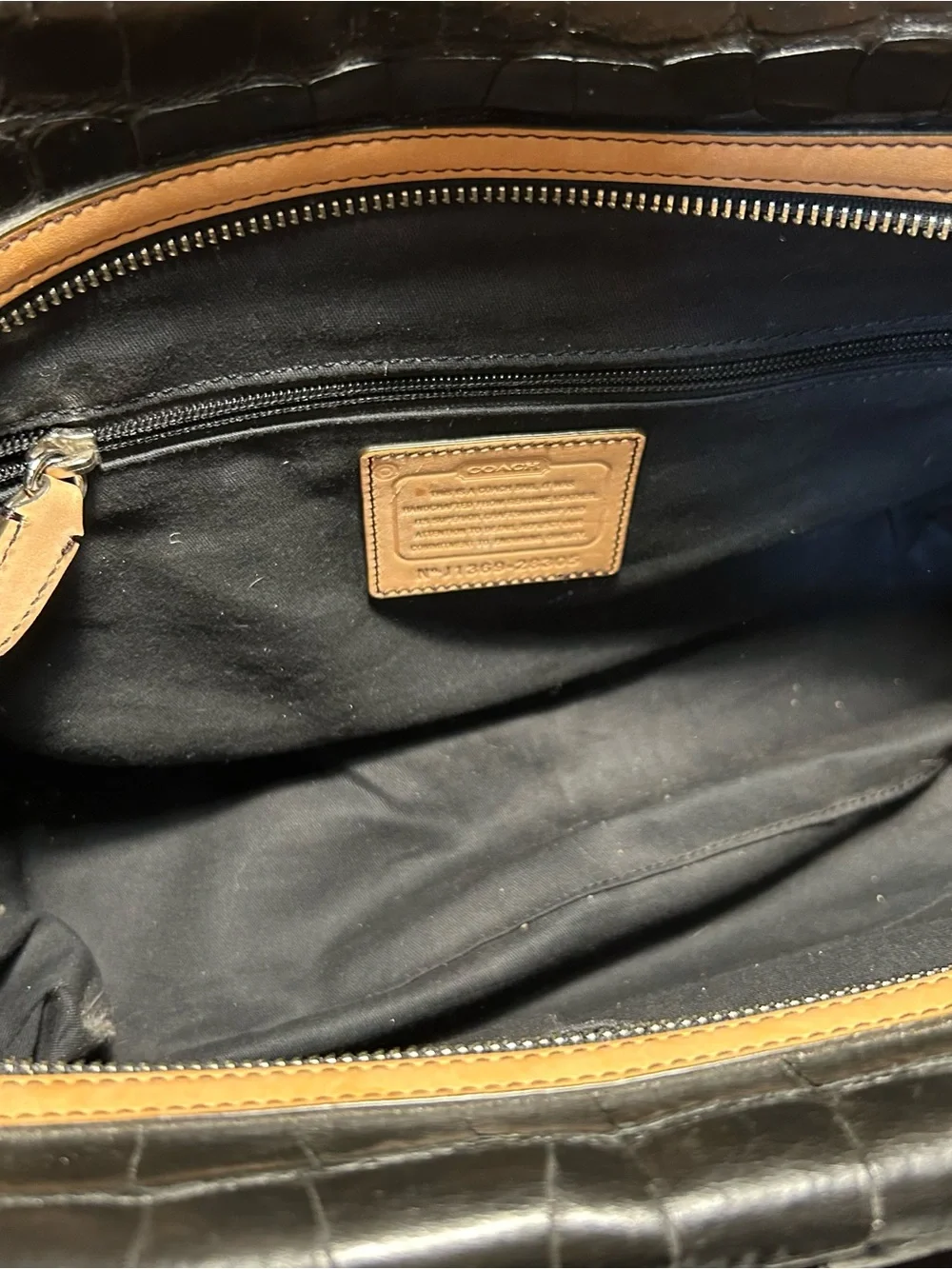 Coach Black Croc Embossed Carryall Satchel Tote Bleecker 28305 hang tags RARE